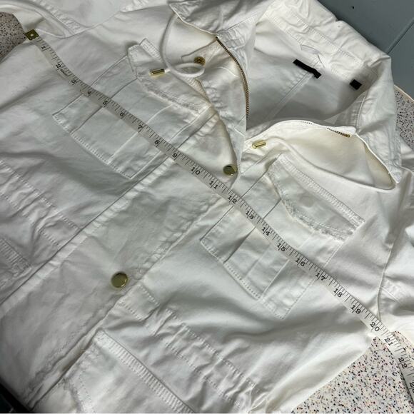 ATM Frayed Zip-Front Cargo Field Jacket w/ Stowaway Hood White Women’s Small - Picture 12 of 14